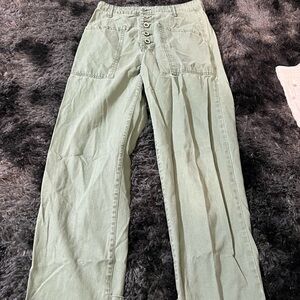 Pistola Cropped Utility Pants in Army Green‎ Size 26 Button Fly Denim Cotton